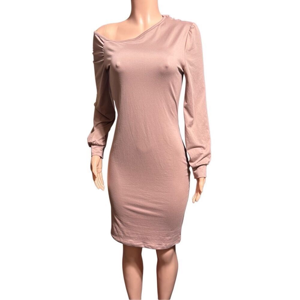 Long sleeve cold shoulder bodycon dress L